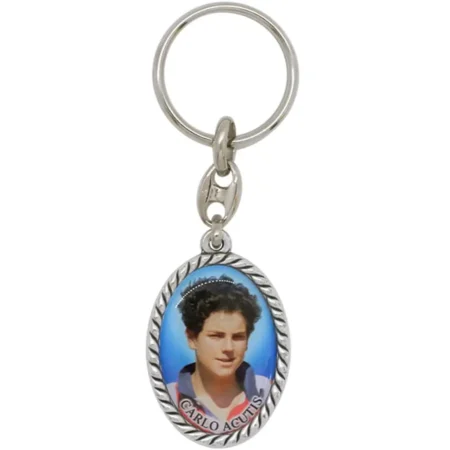 Saint Carlo Acutis Keychain and Prayer Card